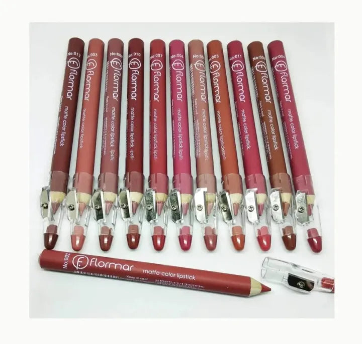 Matte Waterproof Lip Liner Pencil Set – Pack of 12 Nude & Dark Shades | Long-Lasting, Highly Pigmented Lip Definition Kit