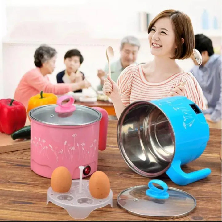 Mini Electric Cooking Pot 18cm | Hot Pot, Egg Boiler, Rice & Noodle Maker | Fast Heating Non-Stick Cooker for Home & Hostel