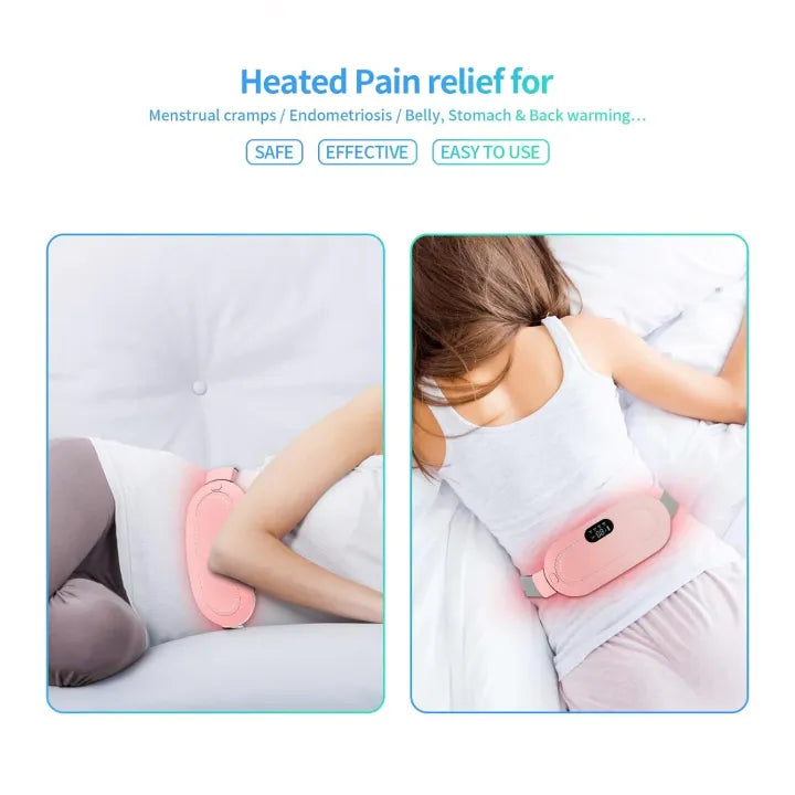 Electric Period Cramp Massager Vibrator Heating Belt for Menstrual Relief Pain Waist Stomach Warming Women | Portable Menstrual Heating Pad Warm Palace Waist Belt Period Cramp Massager Menstrual Heating Pad Dysmenorrhea Relieving Belt