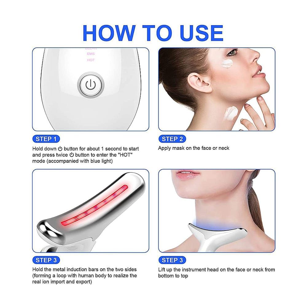 Strong Pulse Cosmetic Wrinkle Reducer/Remover White (SRAM-101) - Advanced Anti-Aging Formula - Handheld Facial Massager - Digital Massager For Face And Neck - Neck Skin Tightening Tool