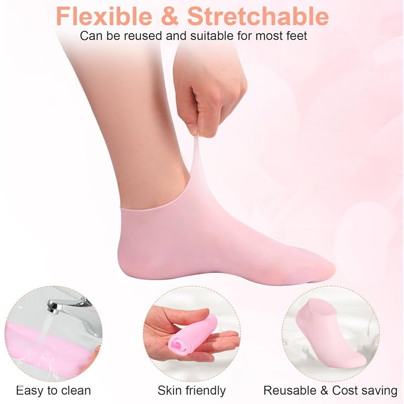 Silicon Gel Moisturizing Sock, Foot Care Protector, Women Foot Spa Pedicure Silicone Sock, Pedicure Socks For Dry Cracked Feet Heel And Soften Rough Skin