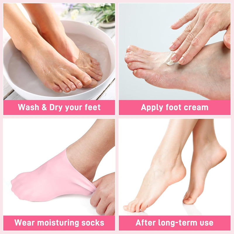 Silicon Gel Moisturizing Sock, Foot Care Protector, Women Foot Spa Pedicure Silicone Sock, Pedicure Socks For Dry Cracked Feet Heel And Soften Rough Skin