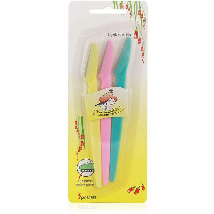 Women Face & Eyebrow Razor, Reusable & Biodegradable Quick & Easy Facial Hair Removal at Home Neck, Face, Upper Lips as well as Unnecessary Hairs Elsewhere Shaping Trimmer Shaper Shaver Tool, Painless Facial (Pack of 3)