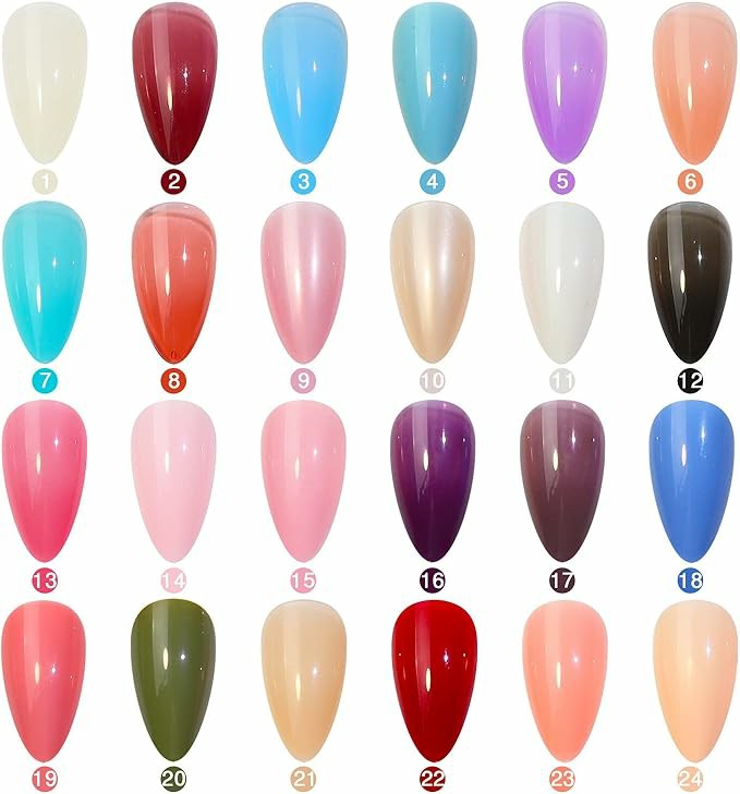 Artificial Nails Box – 24 Colors Reusable Full Cover Acrylic Press-On Nail Set With Glue