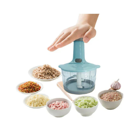 Multi-Function Hand Push Cooker Chopper – 4 Blades, Beater, Shredder & Grater