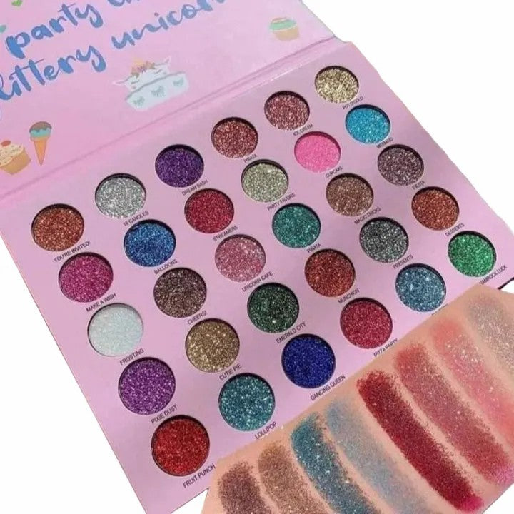 Happy Unicorn 30-Color Glitter Eyeshadow Palette | Party & Glam Makeup