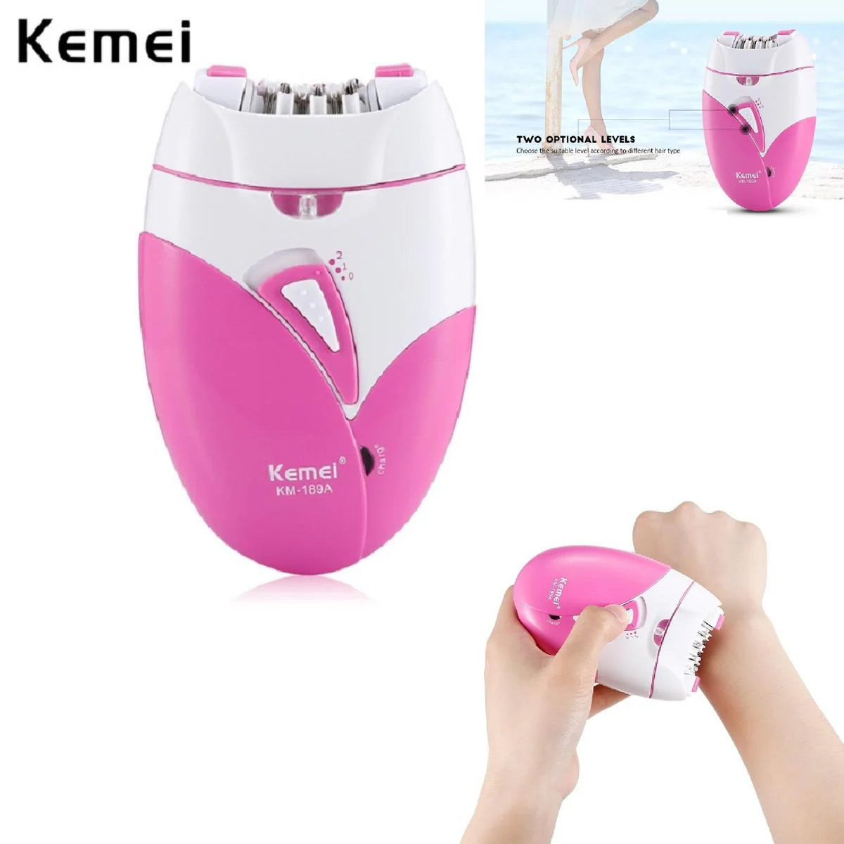 Kemei 189A Woman Painless Epilator - Rechargeable Body Electric Hair Removal