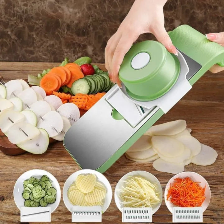 Multifunction Vegetable Cutter Stainless Steel 5 in 1 Washable Home Kitchen Restaurant Chopper Slicer for Potato Cucumber Garlic. Graters