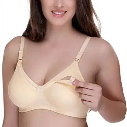 Buy 1 Get 1 Free Maternity / Nursing Bra Front Opening Buckle Full Cup Breast Feeding Bra - Front Shoulder Hook Opening Breast feeding Bra, Maternity Intimates Nursing Front Opening Wireless Cotton Material Mother Breast Feeding Wear