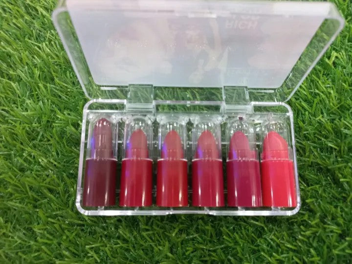 💄 6 Piece Mini Lipsticks Nude & Reddish Shades – Velvet Matte Long Lasting Mini Lipstick Set (Pack of 6)