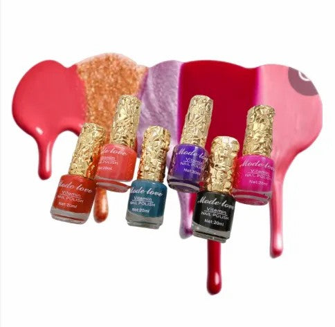 Mode Love Vitamin Nail Polish Set (Pack of 12) with Free Bag – Long Lasting Glossy Nail Colors Nude & Dark Shades
