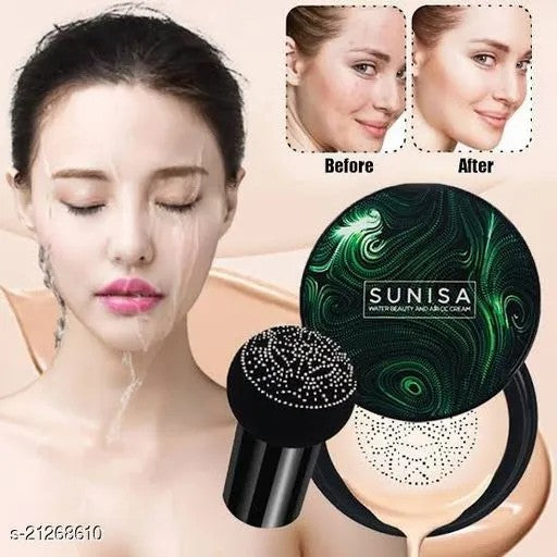 SUNISA Mushroom Head Air Cushion BB CC Cream – Waterproof Foundation Base with Sponge