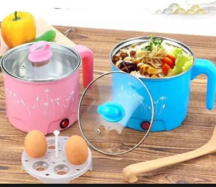 Mini Electric Cooking Pot 18cm | Hot Pot, Egg Boiler, Rice & Noodle Maker | Fast Heating Non-Stick Cooker for Home & Hostel