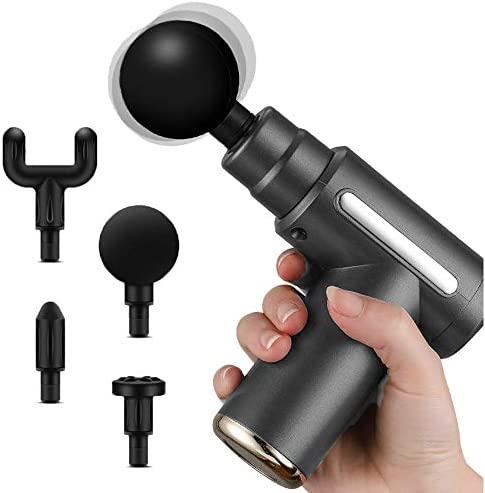4-in-1 Deep Tissue Massage Gun, Adjustable Speed & Interchangeable Heads - Massager Gun | Deep Tissue Rechargeable Mini Gun Massager