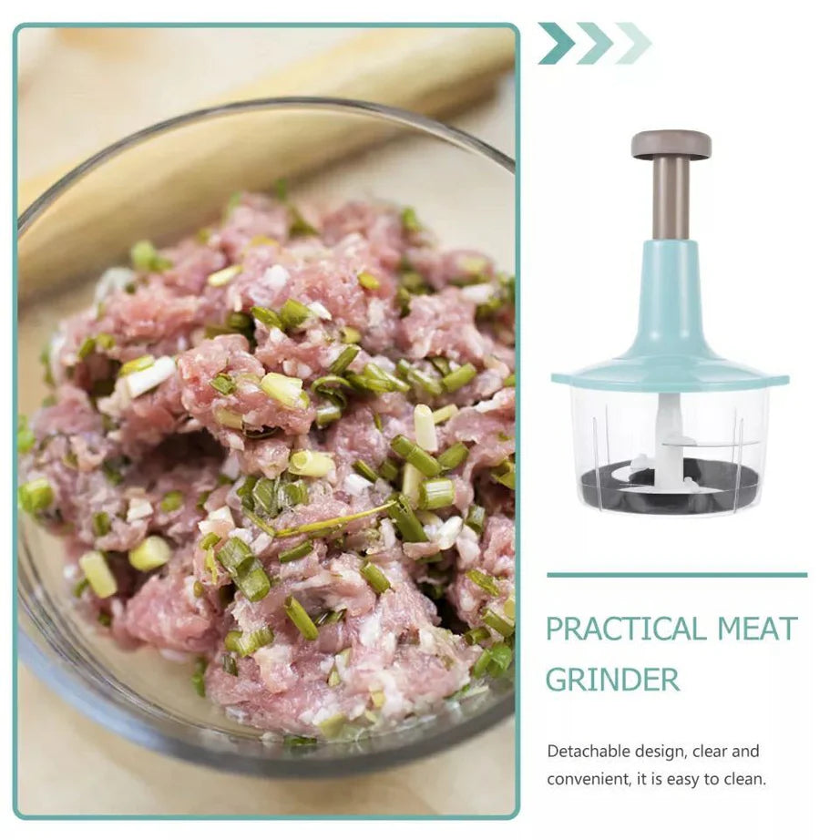 Multi-Function Hand Push Cooker Chopper – 4 Blades, Beater, Shredder & Grater
