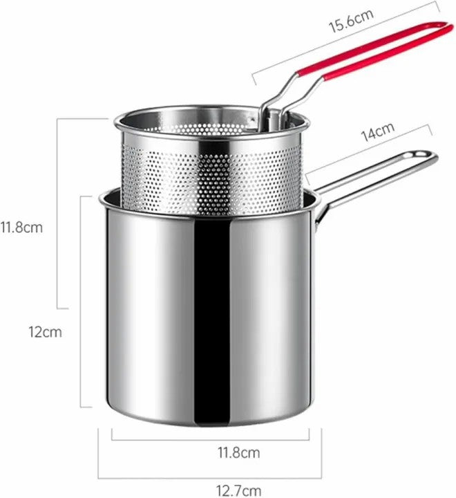 1200ML Multipurpose Stainless Steel Fries Fryer with Strainer Basket