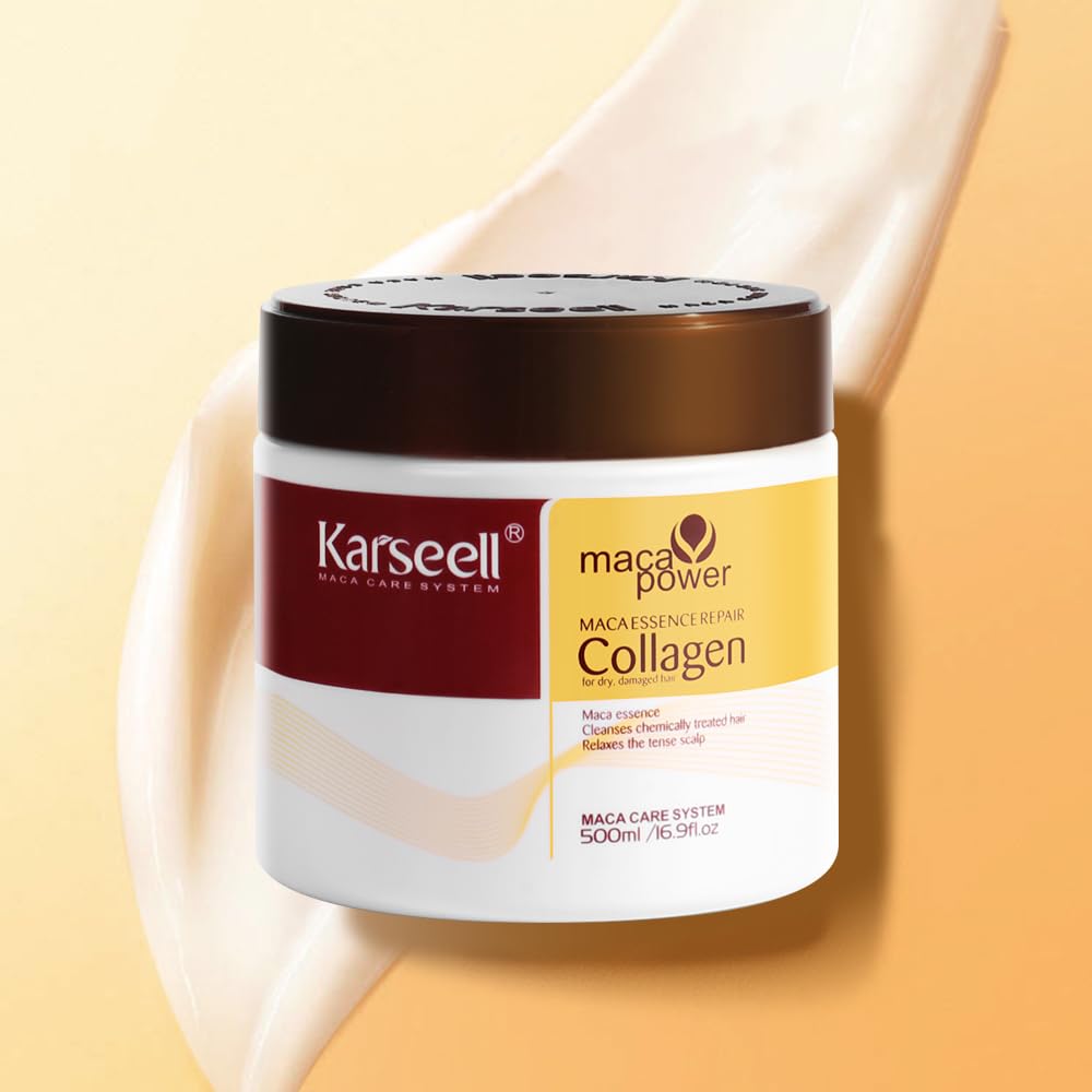 Karseell Collagen Hair Treatment Mask with Argan Oil for Intense Hydration and Repair | 16.9 oz 500ml - Karseell Hair Mask Collagen Treatment Hair Cream
