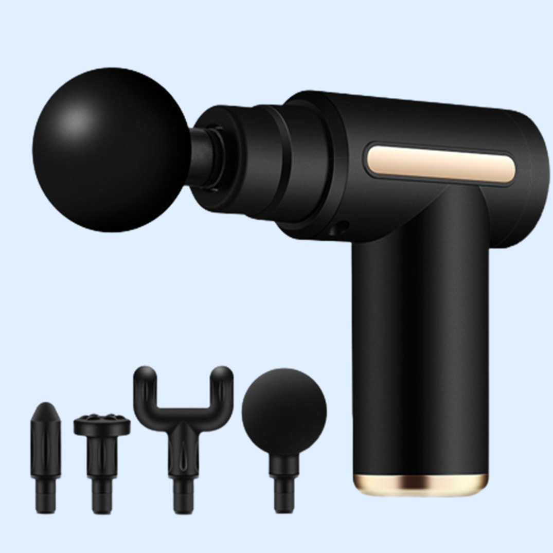 4-in-1 Deep Tissue Massage Gun, Adjustable Speed & Interchangeable Heads - Massager Gun | Deep Tissue Rechargeable Mini Gun Massager