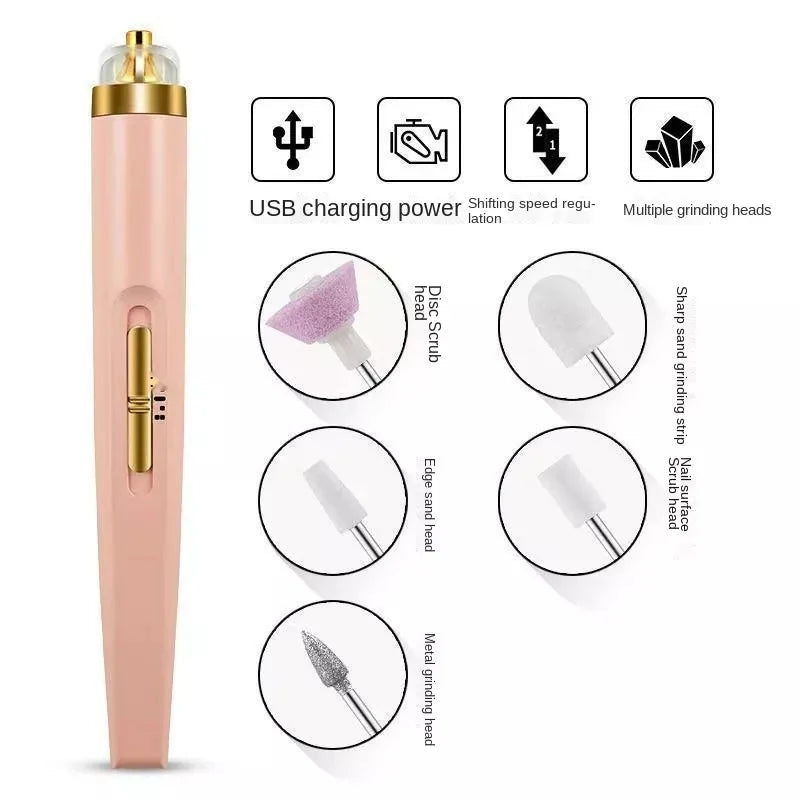 Electronic Rechargeable Nail File and Full Manicure and Pedicure Tool Kit, Electronic Nail Filer, Buffer, Shiner, Cuticles and Nail Polish Remover