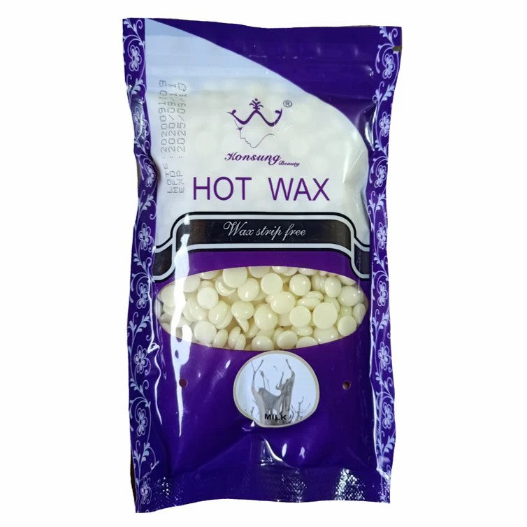 Konsung Hot Wax Beans 100g – Hard Wax Beads Hair Removal Wax for Face, Arms, Legs & Bikini – Stripless Wax Beans for Women & Men