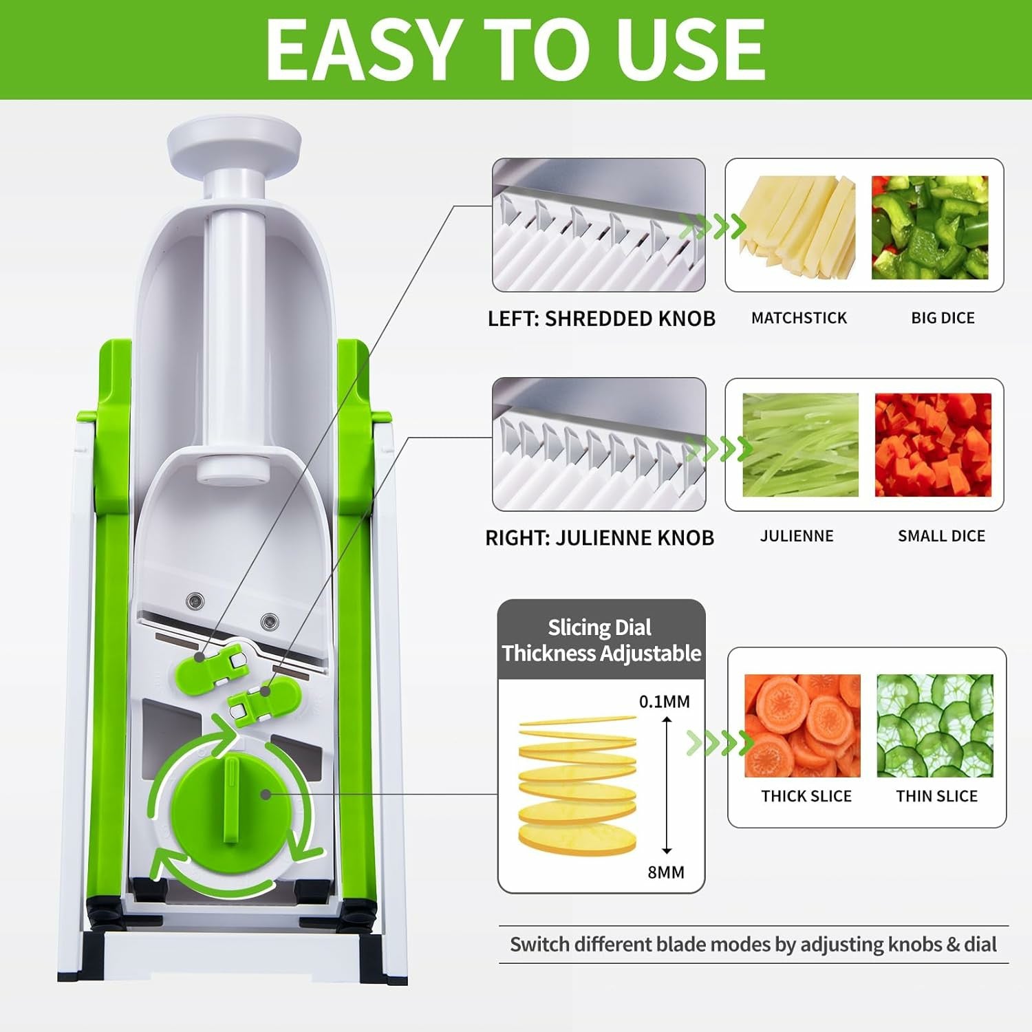 Safe Mandoline Slicer 4-In-1 Multi Vegetable Chopper – Adjustable Kitchen Cutter with 30 Cutting Styles