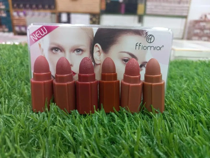 💄 6 Piece Mini Lipsticks Nude & Reddish Shades – Velvet Matte Long Lasting Mini Lipstick Set (Pack of 6)