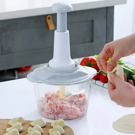 Multi-Function Hand Push Cooker Chopper – 4 Blades, Beater, Shredder & Grater