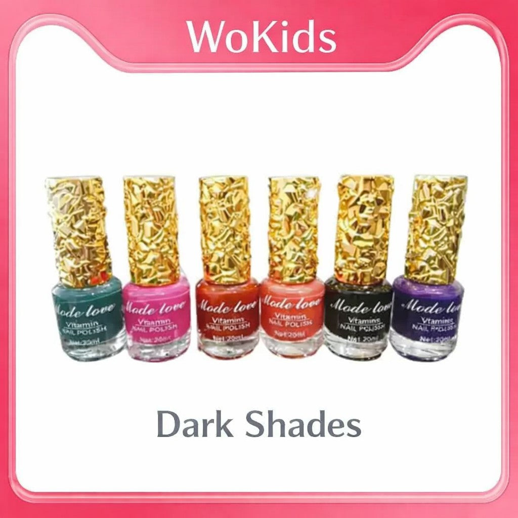Mode Love Vitamin Nail Polish Set (Pack of 12) with Free Bag – Long Lasting Glossy Nail Colors Nude & Dark Shades