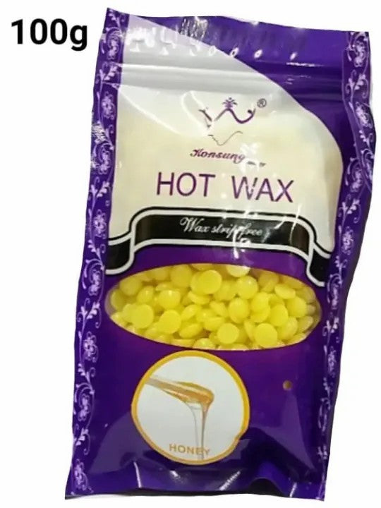 Konsung Hot Wax Beans 100g – Hard Wax Beads Hair Removal Wax for Face, Arms, Legs & Bikini – Stripless Wax Beans for Women & Men