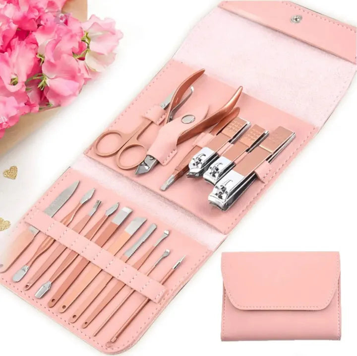 Manicure Pedicure Grooming Kit, Stainless Steel set, Nail cutter set, Nails Care, Clipper, Nails tool Set, Professional Spa kit, Nipper, 16pcs Professional Set