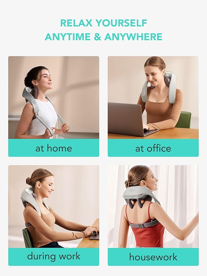 Shoulder and Back Massager All in One - Neck Massager for Pain Relief Deep Tissue 6D Kneading with Heat Cordless Neck and Shoulder Massage for Men and Women