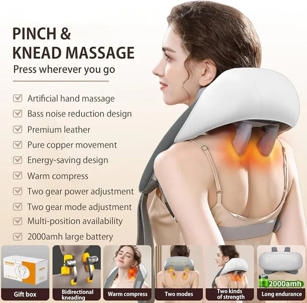 Shoulder and Back Massager All in One - Neck Massager for Pain Relief Deep Tissue 6D Kneading with Heat Cordless Neck and Shoulder Massage for Men and Women
