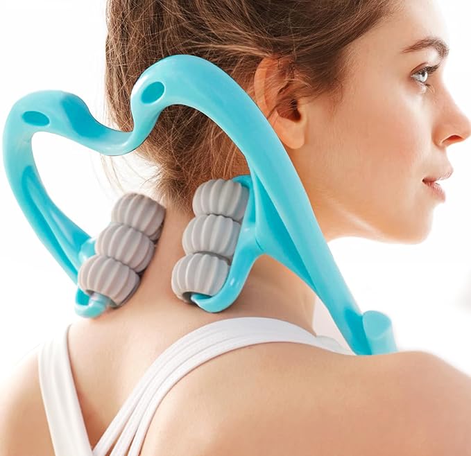 Neck Massager, Trigger Point Roller Massager for Pain Relief deep Tissue Handheld Shoulder Massager Tool with 6 Balls Massage Point Suitable for Legs Waist Neck and Shoulder Relaxer