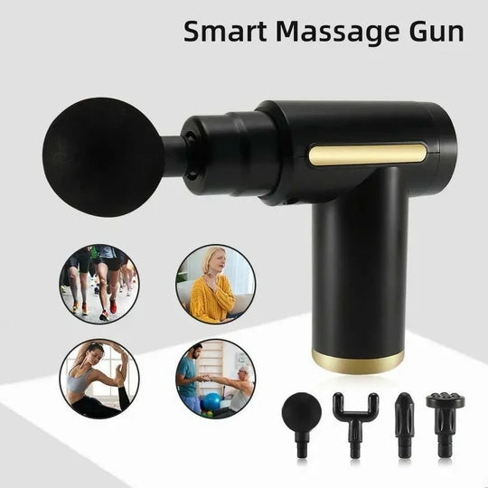 4-in-1 Deep Tissue Massage Gun, Adjustable Speed & Interchangeable Heads - Massager Gun | Deep Tissue Rechargeable Mini Gun Massager