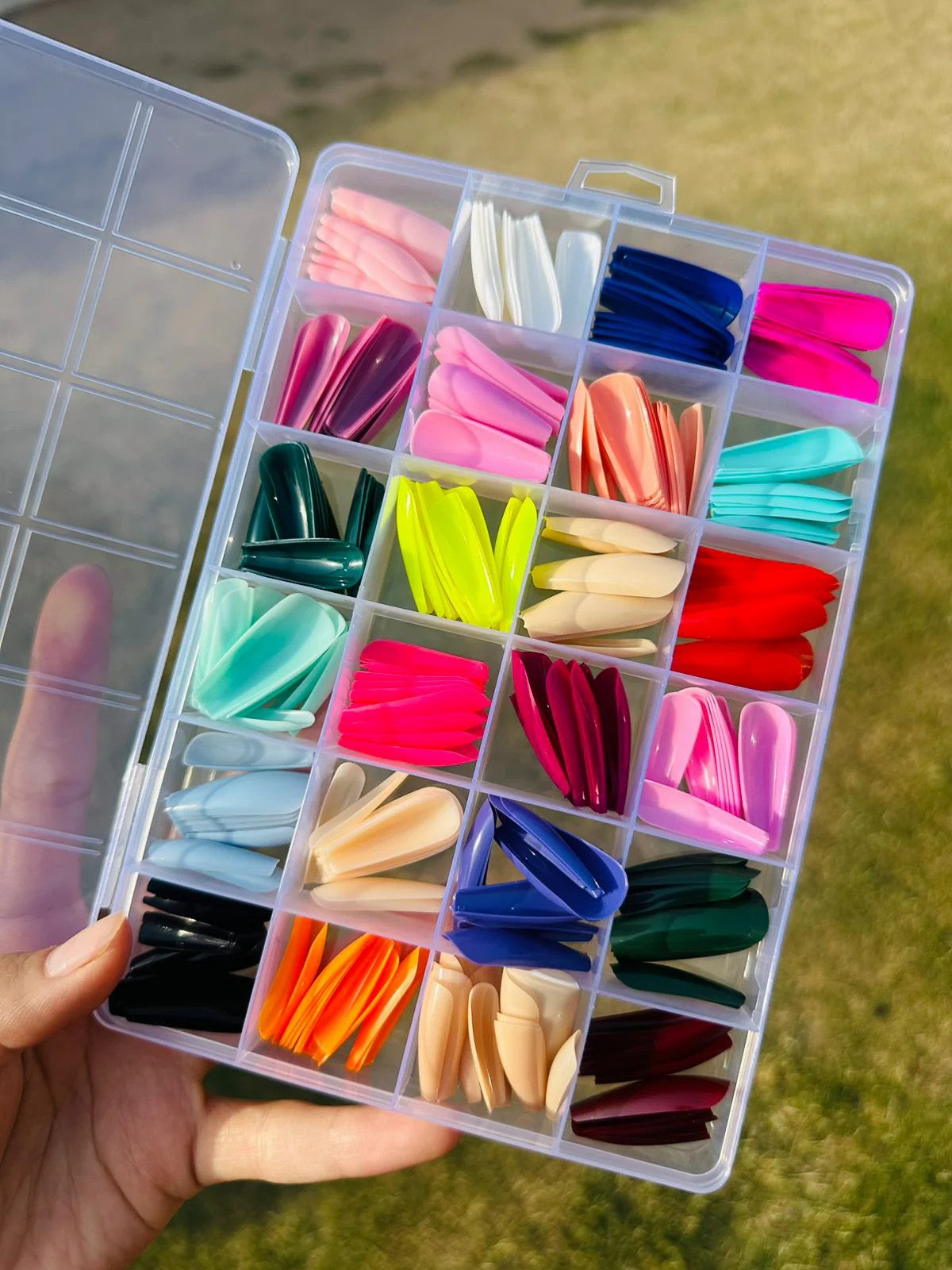 Artificial Nails Box – 24 Colors Reusable Full Cover Acrylic Press-On Nail Set With Glue