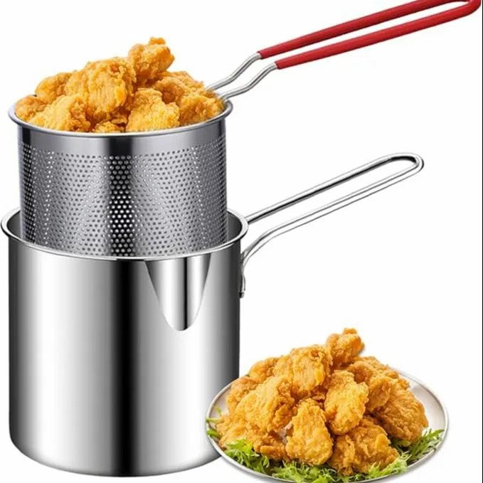 1200ML Multipurpose Stainless Steel Fries Fryer with Strainer Basket