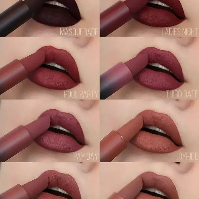 HUDA Pack of 12 Matte Lipsticks Set – Long Lasting Waterproof Velvet Matte Lipstick Collection for Women & Girls