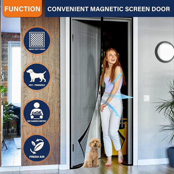 Magic Mesh Magnetic Screen Door - Magic Mesh Deluxe- Hands Free Magnetic Screen Door, Mesh Curtain Keeps Bugs Out