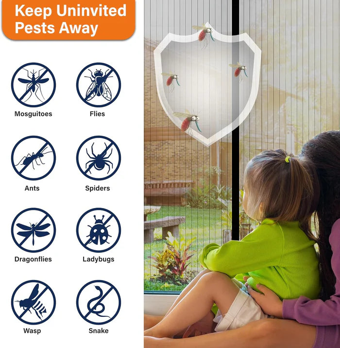 Magic Mesh Magnetic Screen Door - Magic Mesh Deluxe- Hands Free Magnetic Screen Door, Mesh Curtain Keeps Bugs Out