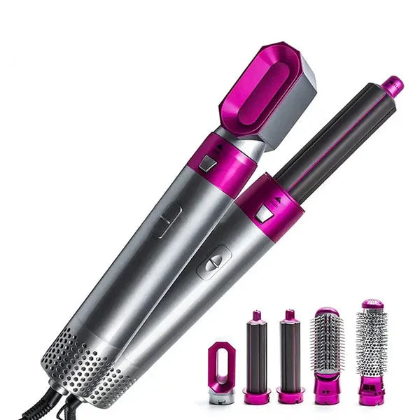 5 in 1 Hair Dryer Set, Hot Air Comb Blow Volumizer Brush, Hot Air Styler, Curling Iron Set, Salon Hot Air Brush Curling Wand Ionic Ceramic Hair Straightener Brush Electric Blow Dryer Curler for Women & Girls