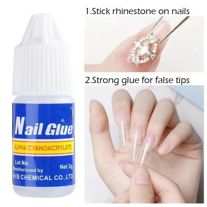 Pack of 5 Artificial Nails Glue 3g – Professional Nail Tip Glue for Press On Nails, Acrylic Nails & Fake Nails Strong Adhesive