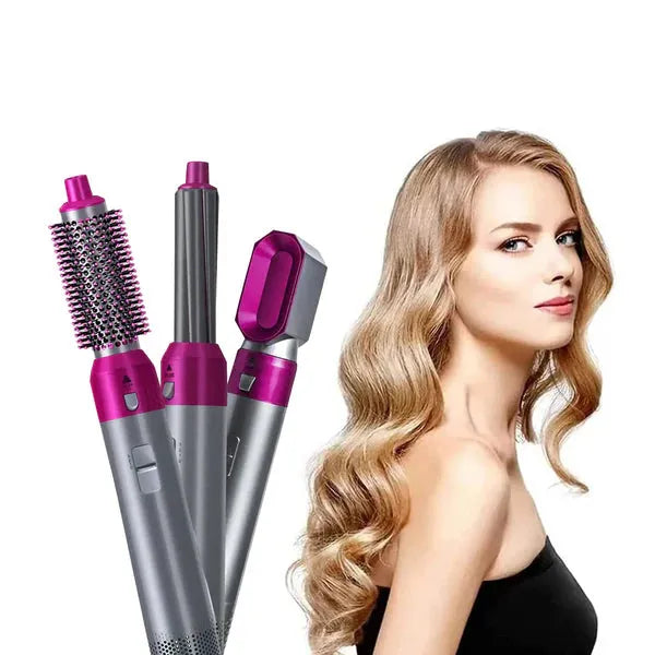 5 in 1 Hair Dryer Set, Hot Air Comb Blow Volumizer Brush, Hot Air Styler, Curling Iron Set, Salon Hot Air Brush Curling Wand Ionic Ceramic Hair Straightener Brush Electric Blow Dryer Curler for Women & Girls