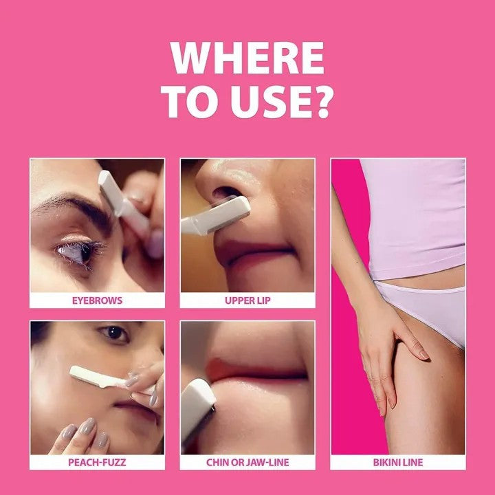 Women Face & Eyebrow Razor, Reusable & Biodegradable Quick & Easy Facial Hair Removal at Home Neck, Face, Upper Lips as well as Unnecessary Hairs Elsewhere Shaping Trimmer Shaper Shaver Tool, Painless Facial (Pack of 3)