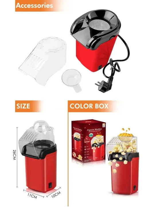 Popcorn Maker - Mini Electric Popcorn Maker - Oil Free Popcorn Maker - Popcorn Maker For Kids - Portable Popcorn Maker - Hot Air Popping