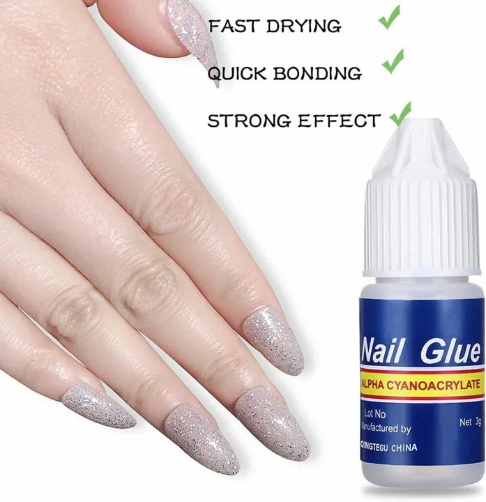 Pack of 5 Artificial Nails Glue 3g – Professional Nail Tip Glue for Press On Nails, Acrylic Nails & Fake Nails Strong Adhesive