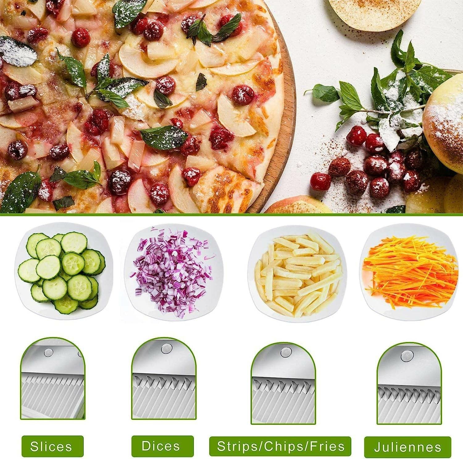 Safe Mandoline Slicer 4-In-1 Multi Vegetable Chopper – Adjustable Kitchen Cutter with 30 Cutting Styles