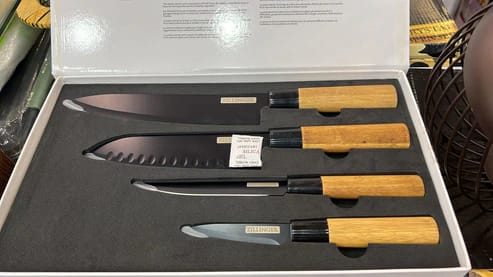 ZILLINGER Brand Japanese Knives High Quality Set 4 Piece with Pure Wooden handle - Imported Knife Set - Sharp Japanese Knives