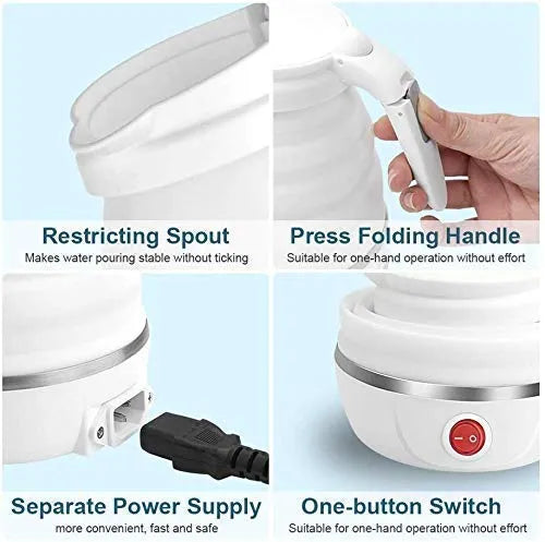 Foldable Electric Kettle 600 Watt 0.6 Litter - Foldable Silicon Portable Mini Travel Kettle Food Grade Heater for Boiling Water To Quickly Foldable Electric Kettle 600 Watt 0.6 Litter