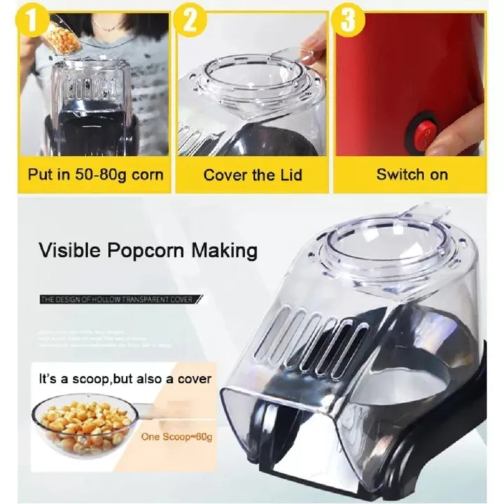 Popcorn Maker - Mini Electric Popcorn Maker - Oil Free Popcorn Maker - Popcorn Maker For Kids - Portable Popcorn Maker - Hot Air Popping