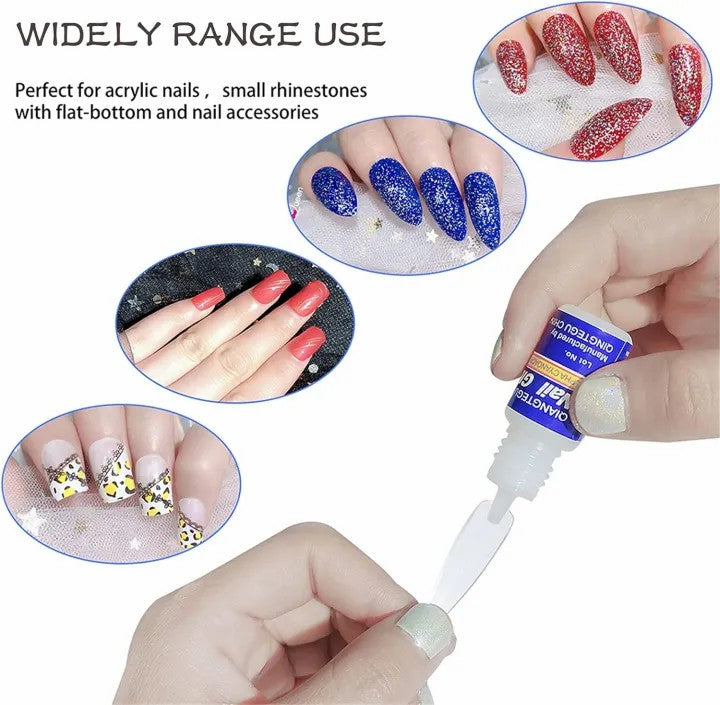 Pack of 5 Artificial Nails Glue 3g – Professional Nail Tip Glue for Press On Nails, Acrylic Nails & Fake Nails Strong Adhesive
